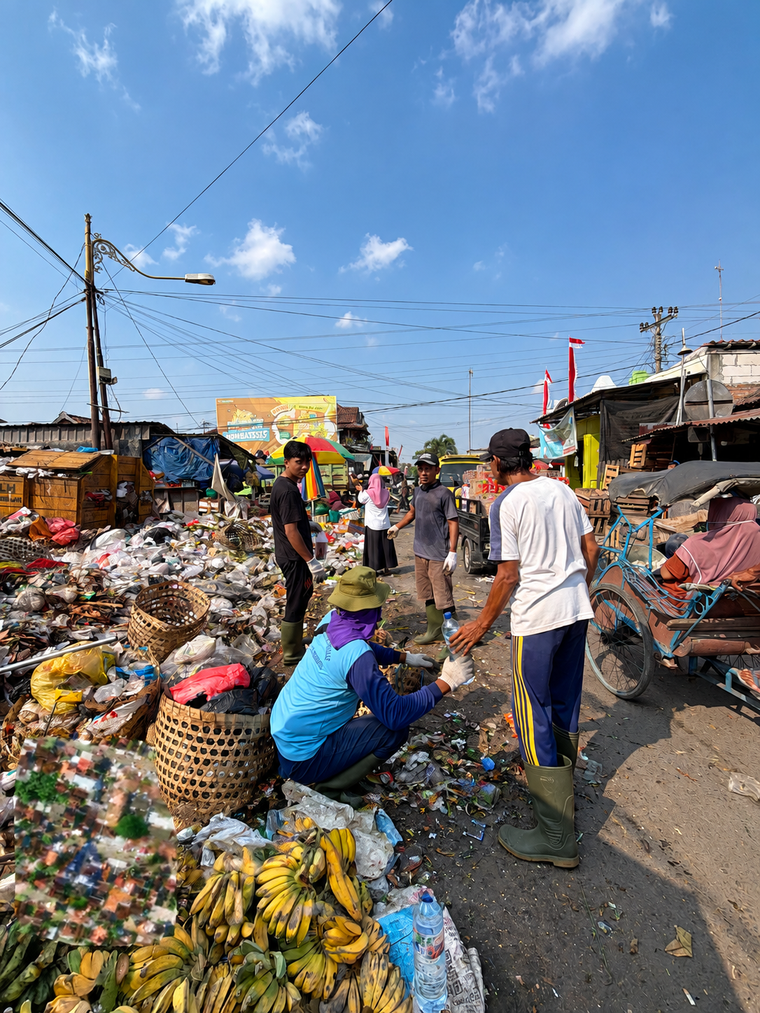 ATASI PENUMPUKAN SAMPAH PASAR REMBANG DIBERSIHKAN BERSAMA